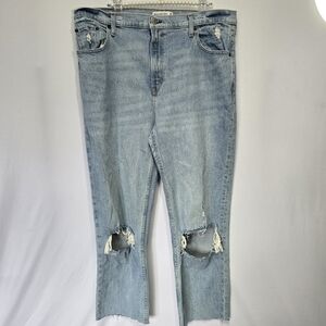 Abercrombie & Fitch 90s Straight Ultra High Rise Distressed Light Wash Denim 16